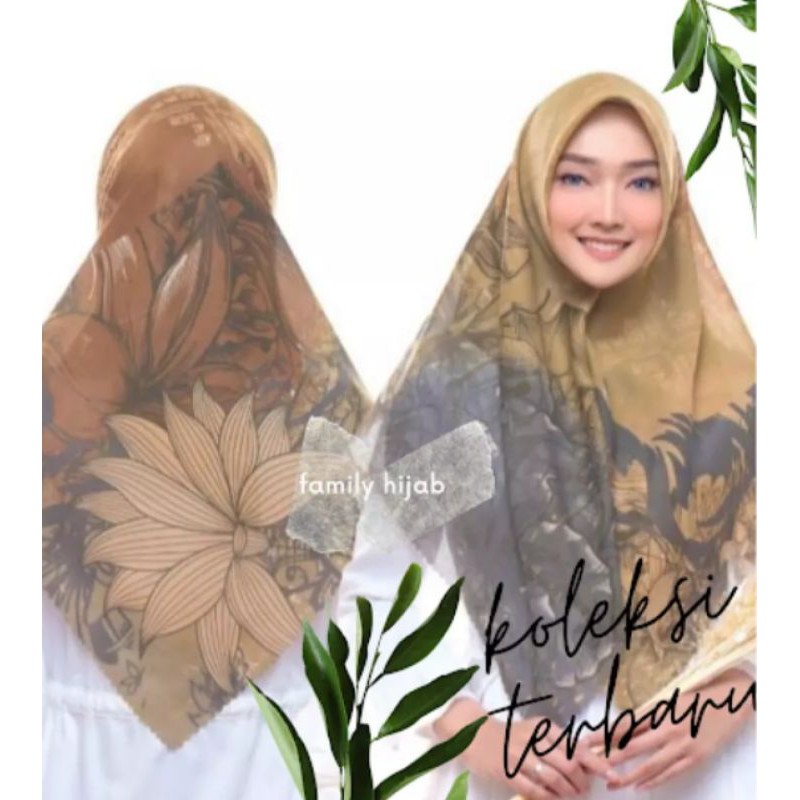 Hijab segi empat motif bunga / Kerudung voal premium / Tunik / HIJAB / Kerudung terbaru 2021
