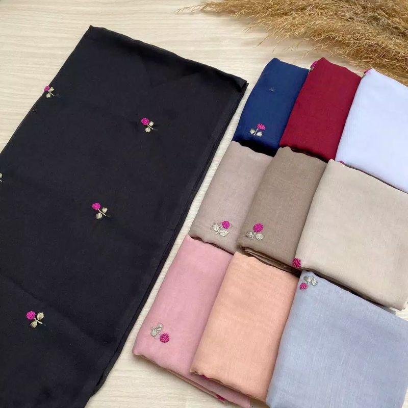 Paris sulam Paris peremium sulam tangan segiempat sulam tangan tabur jilbab kerudung hijab polycatto