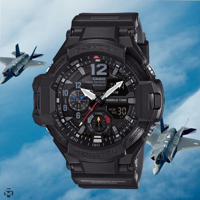 JAM TANGAN PRIA MERK G-SHOCK TYPE GA-1100 ORI BM BATERAI Black