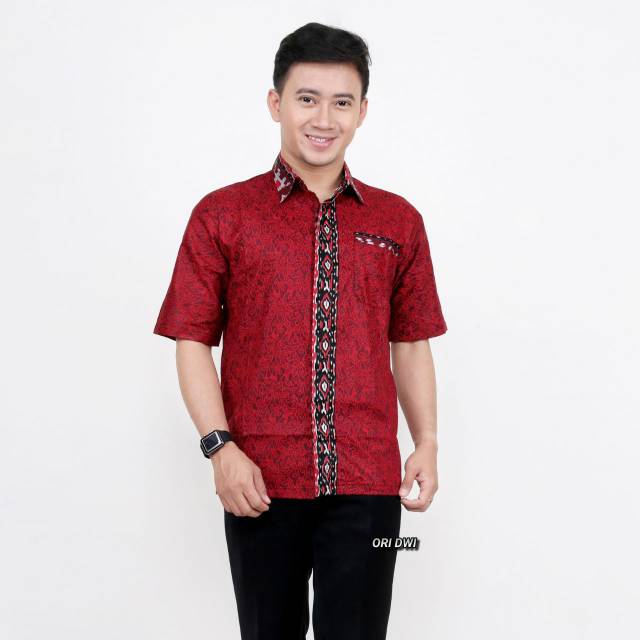 HRB026 Kenongo Hem Kemeja Batik Pria Katun Primis Premium Halus M L XL XXL