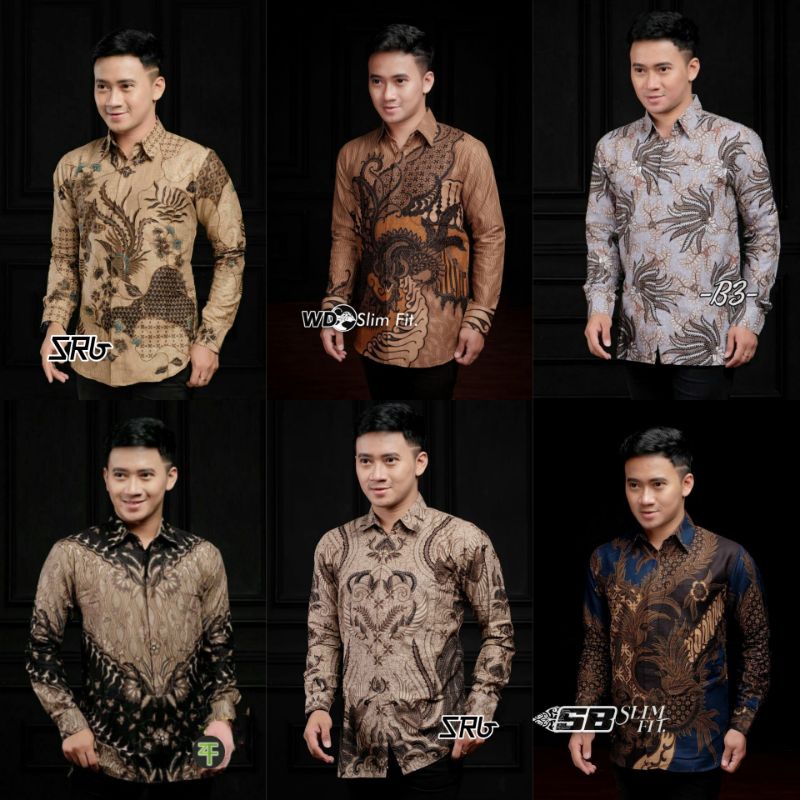 NEW MOTIF Batik Pria Lengan Panjang BATIK NAKULA HRB026 motif KERATONAN Kode 002 size M L XL XXL Reguler