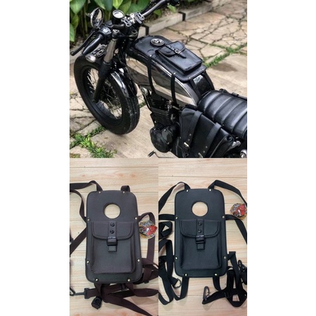 Tas tangki motor custom japstyle bratstyle cb100 triumph universal side bag motor klasik
