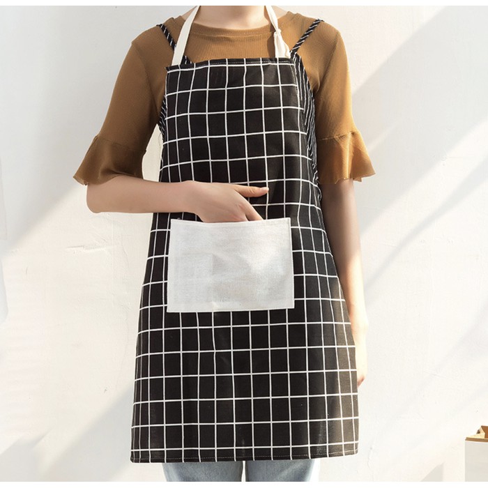 Celemek dapur 626 motif KOTAK kain katun Apron koki masak cotton