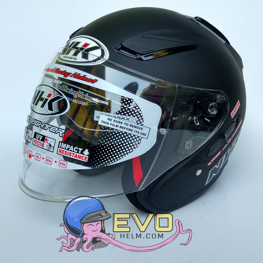 NHK R1_SOLID BLACK DOFF ORIGINAL - HELM NHK R1 BLACKDOFF DOUBLE VISOR