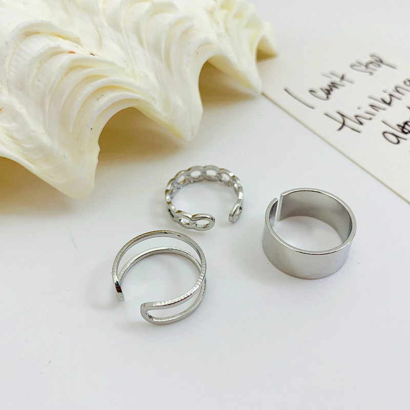 3pcs Cincin Kepribadian Gaya Hip-Hop Retro