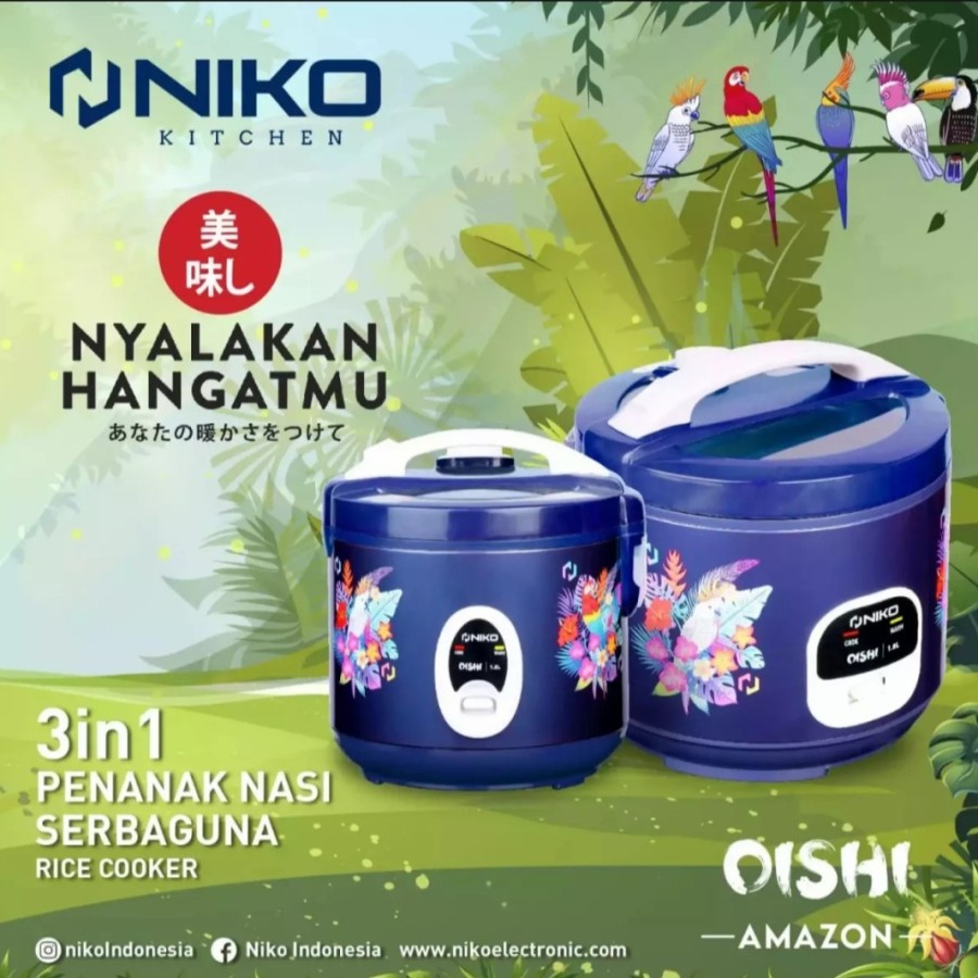 Rice Cooker Niko Oishi kapasitas 1.8 liter Model Amazone