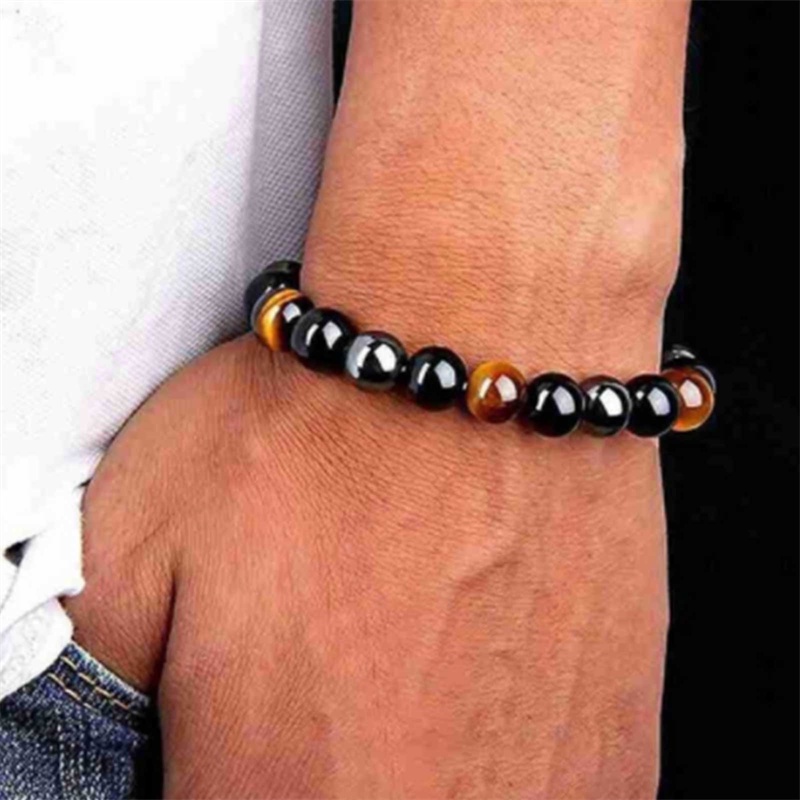 Hbid Gelang Manikmanik Batu Obsidian Hematite Warna Hitam Untuk Priawanita