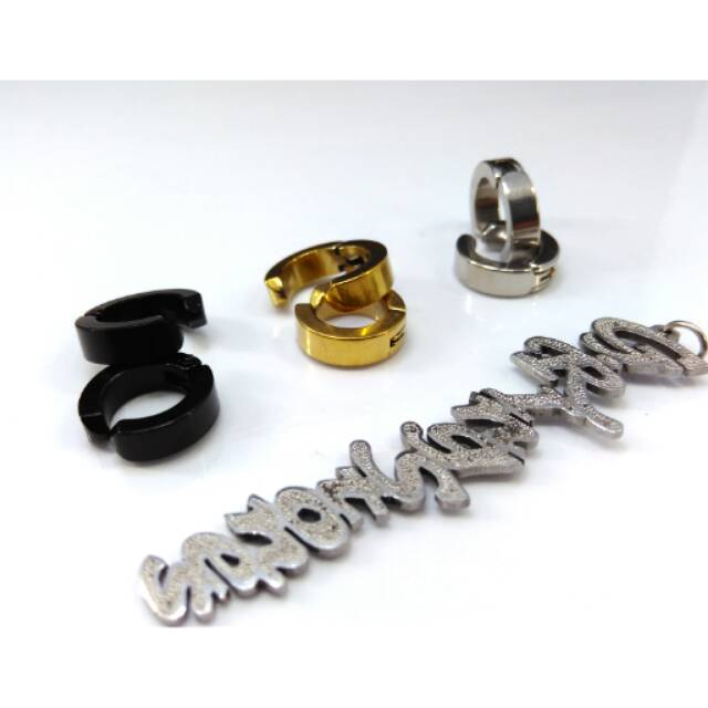 Tindik Palsu Titanium / Anting Pria Cowok Japit / Tindik Fake Piercing