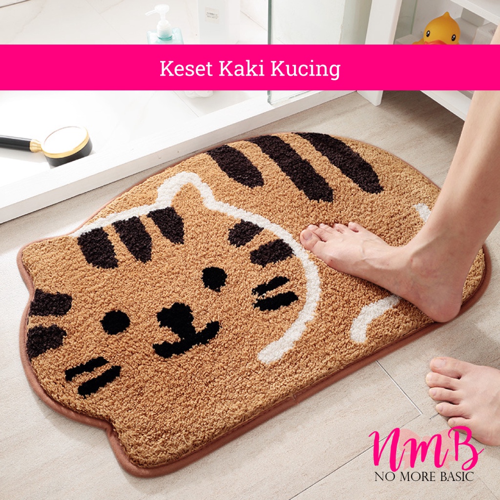 Keset Kaki Karakter Kucing Anti Slip Dekorasi Rumah Anak-Anak | Cat Paw Doormat