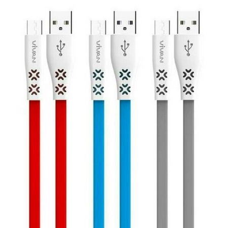 Kabel Data VIVAN CTM100 2.4A 1 Meter Flat Mini Tube Packing New for Android (Micro USB) - ORIGINAL - PER KOTAK