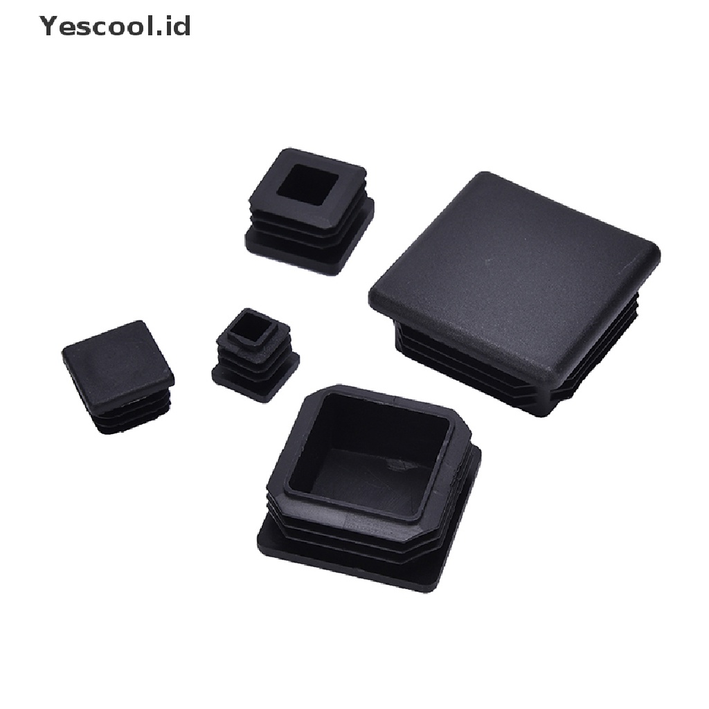 【Yescool】 10Pcs Plastic Black Blanking End Caps Square Inserts For Tube Pipe Box Section .