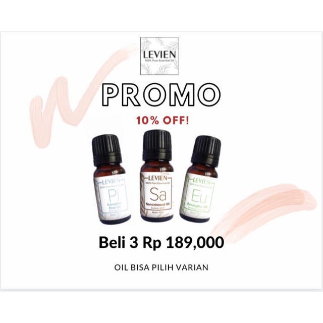 PROMO PAKET 3 botol LEVIEN 100% PURE ESSENTIAL OIL (Bisa pilih varian oil)