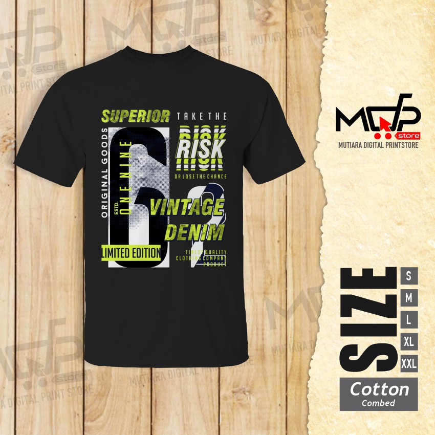 KAOS SUPERIOR VINTAGE DENIM - BLACK EDITION BAJU TSHIRT MDPRINTSTORE