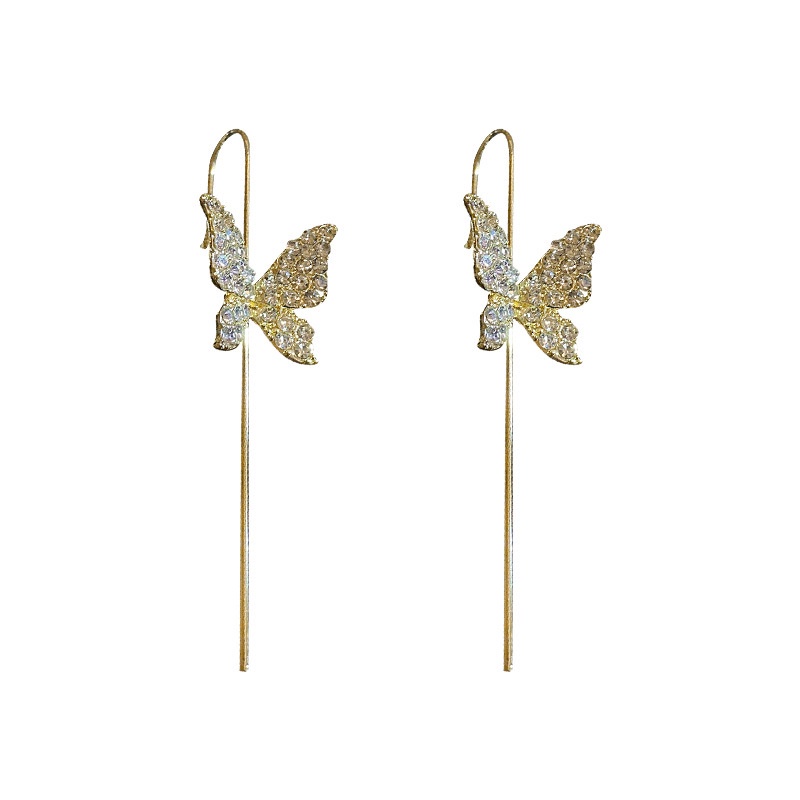 Butterfly tusukan ear hook anting-anting wanita baru fashion anting-anting tembaga bertatahkan zirko