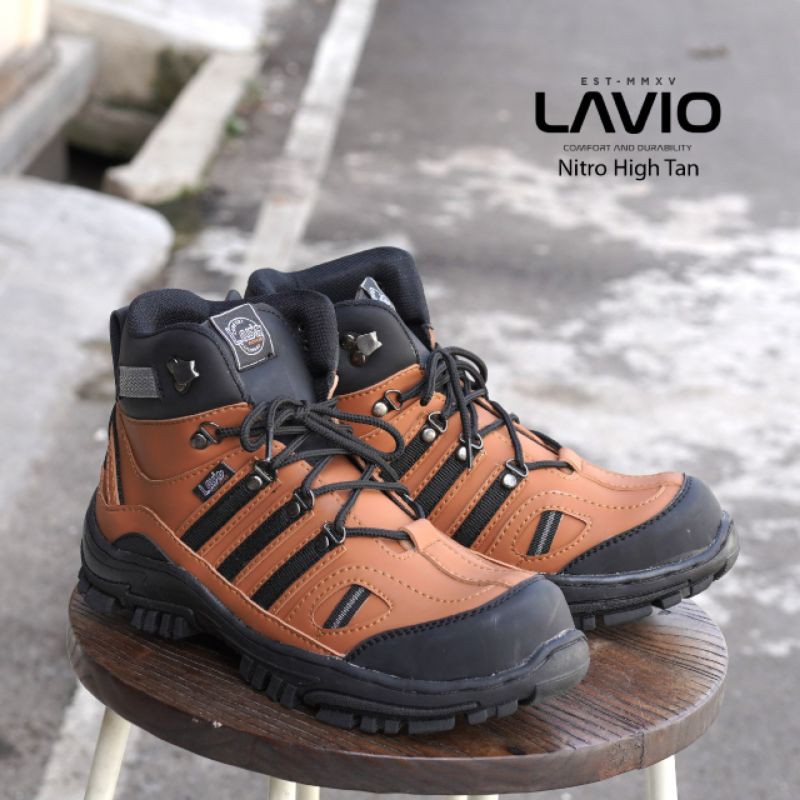 Lavio Nitro High Sepatu Safety Boots Pria Sol Karet Lentur Anti Licin