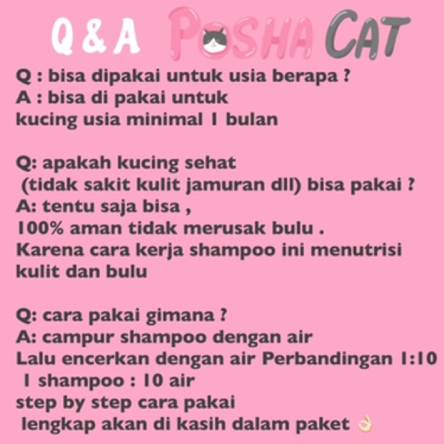 Posha_cat Hair&amp;Skin treatment shampo kucing 🇰🇷 | shampoo anti jamur kutu kucing | atasi problem kulit , halusin , kurangi rontok kucing