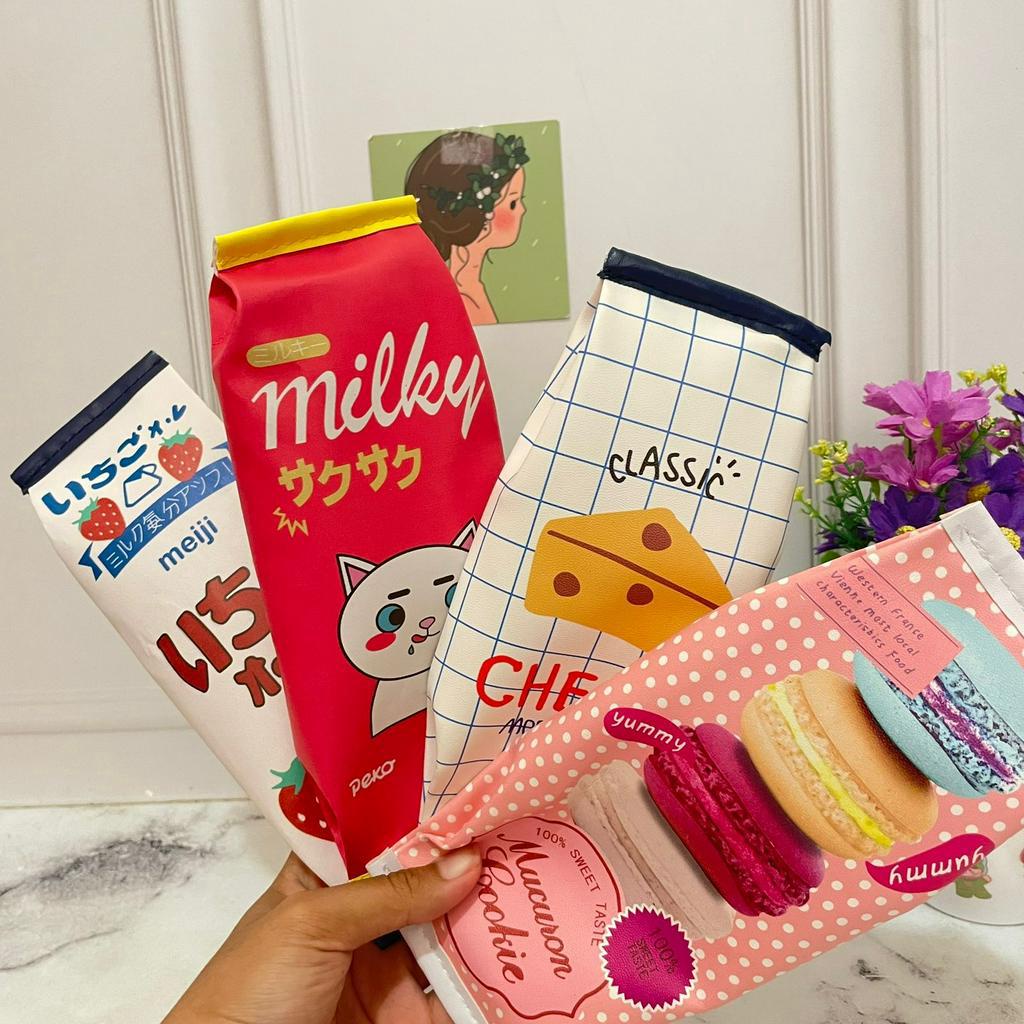 Tempat Pensil Lucu Gambar Makanan / Kotak Pensil Unik motif Snack CUTE / Pensil Case bentuk persegi panjang Muat banyak FULL COLOUR bisa grosir dan COD