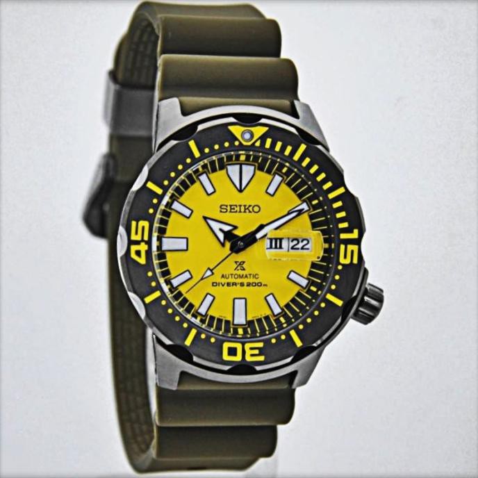 Jam Tangan Pria Seiko Original Srpf35K1 Automatic Divers Yellow Green Rr76Oyyq8F