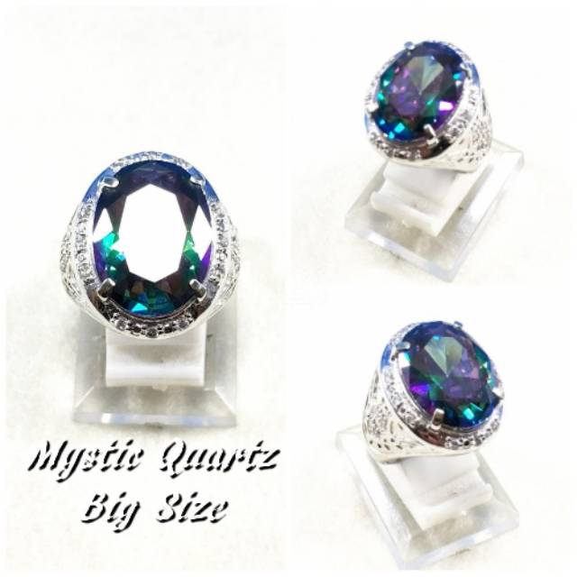 CINCIN BATU PERMATA MEWAH MYSTIC RAINBOW BIG SIZE TERMURAH