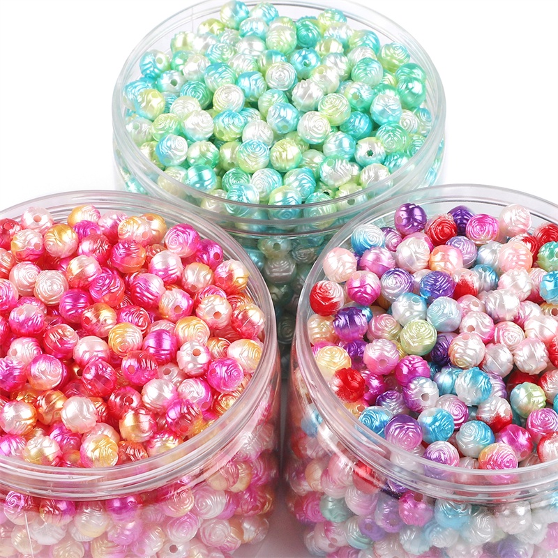 8mm Gradient Mermaid Pearl Beads pore-less gradient Color ABS Round imitation pearl DIY jewelry bracelet