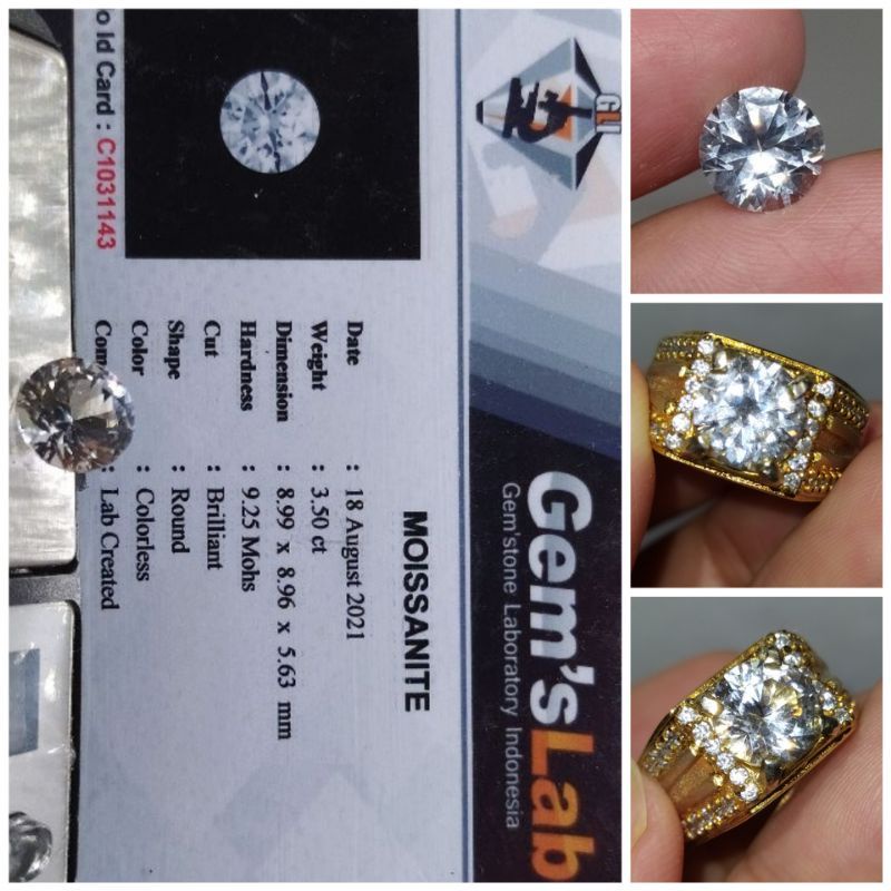 Permata Diamond Moissanite 3,50 ct kilau DS naik memo GLI