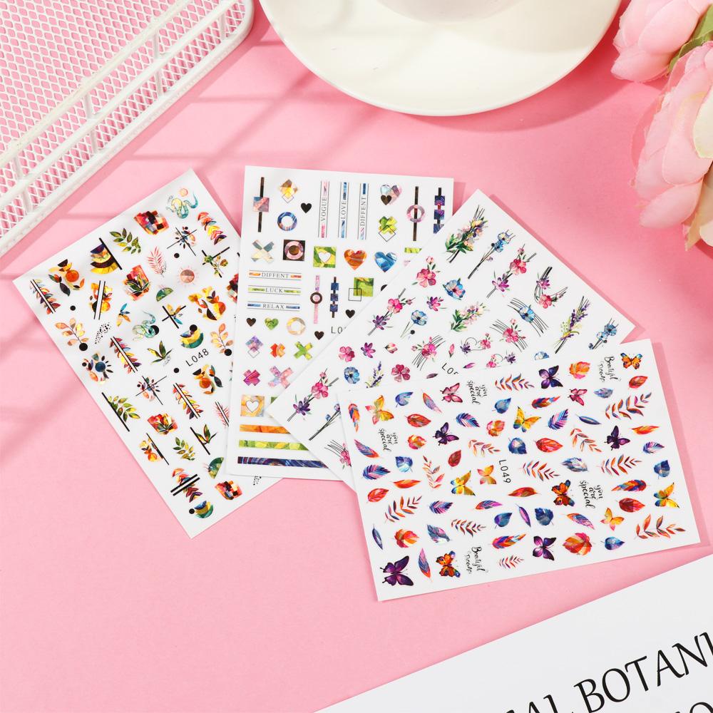 R-flower 3D Stiker Kuku Nail Art Bunga Mawar Anti Air Aurora Silver Bersinar