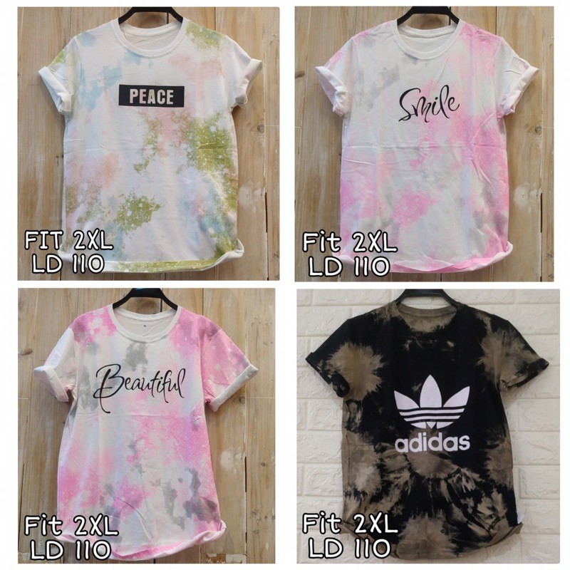 Terlaris Tie Dye cewek size XXL baju kaos jumbo 2XL tiedye keren murmer LD 110 kaos wanita LD 110cm 