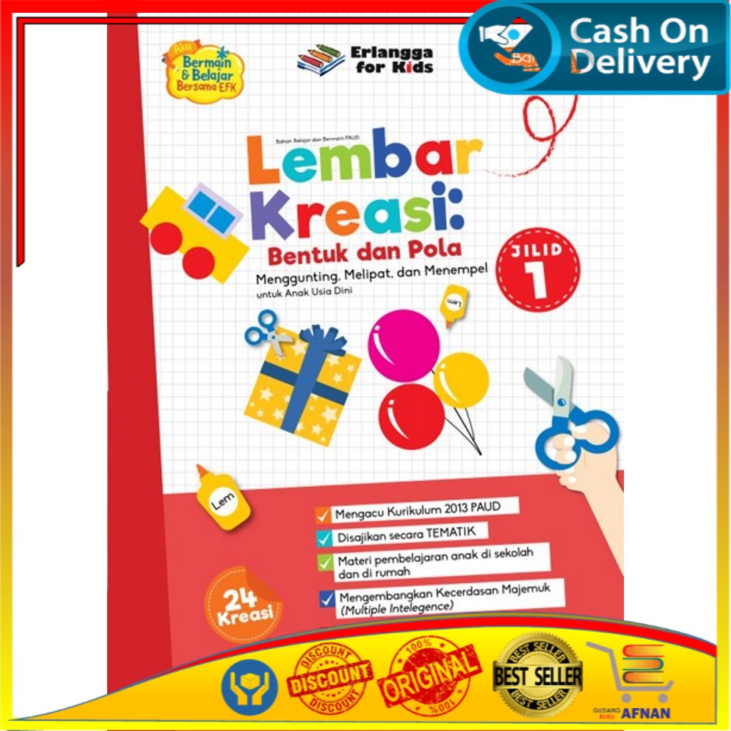 

BENTUK & POLA JL.1 Buku Anak Anak - Buku Menggunting dan Menempel - Buku Kreasi - buku tk paud murah