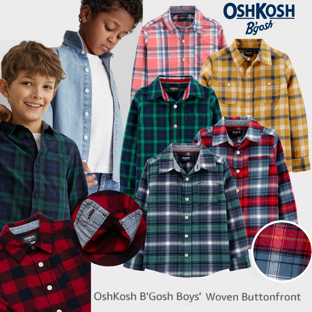 Kemeja Carters Oshkosh Anak Laki-Laki/Kemeja Flanel Lengan Panjang Anak Oshkosh