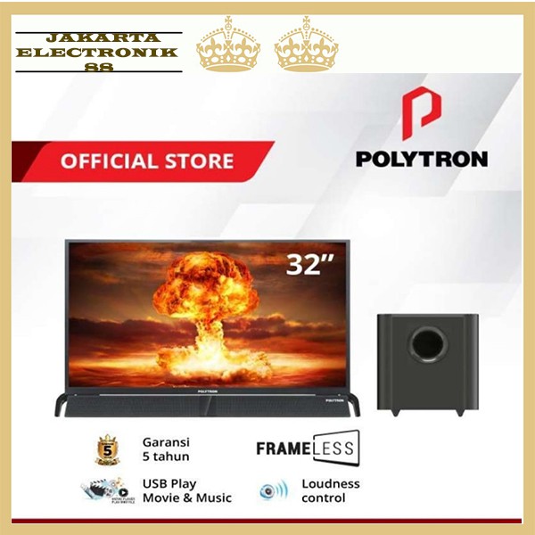 TV LED POLYTRON 32 INCH SOUNDBAR FRAMELESS 32B8951
