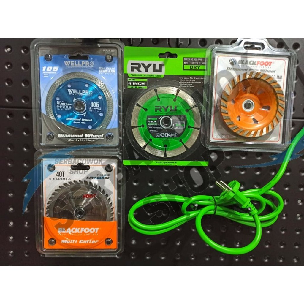 Ryu Paket Mesin Gurinda 100-5 Variabel Speed + Cup Grinding Wheel + Diamond Wheel Multi Cutter 4 In