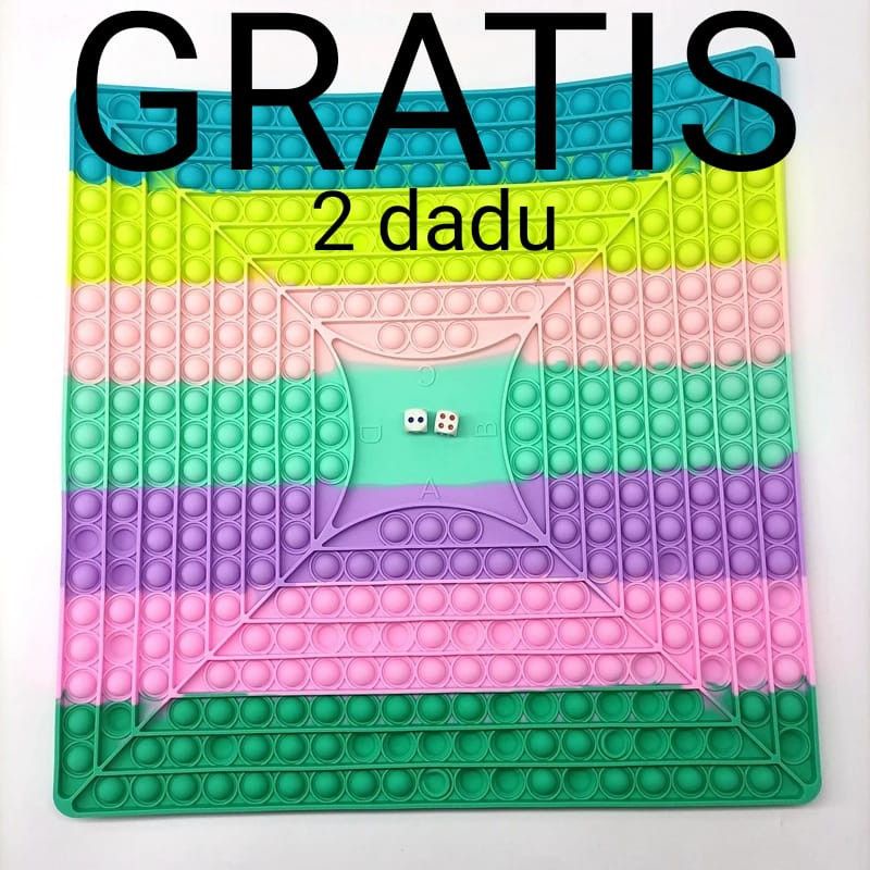 BIG SALE Mrcaisen Mainan POP IT 2 PEMAIN super Jumbo rainbow panjang tebal 32 x 19 free 2 dadu games anak