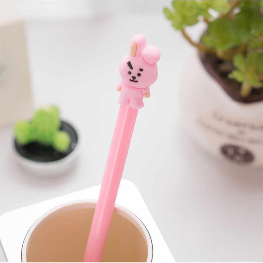 Pulpen Gel Tinta Hitam Desain Kartun Kpop Bt21 Kawaii Lucu Untuk Stationery Sekolah