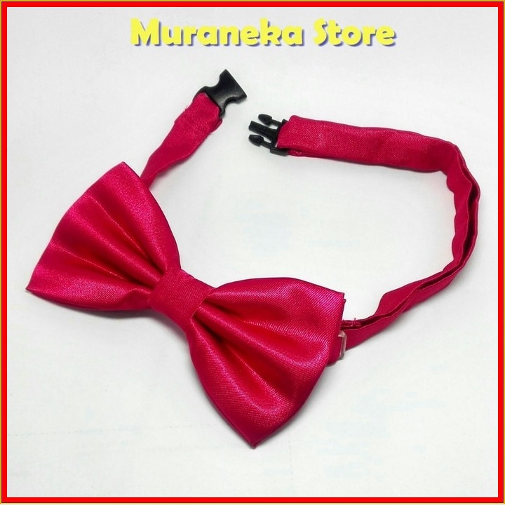 Dasi Kupu Polos Pink Pita Setelan Kupu2 Pesta Slim bowtie Pengantin Wedding Set Satin Wanita Instan