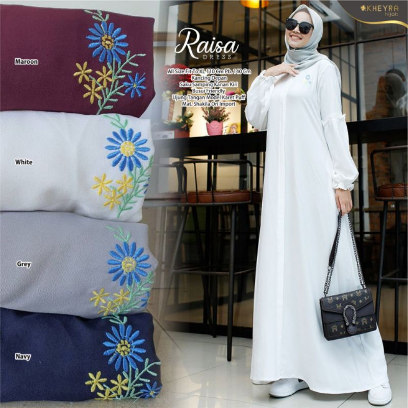 RAISA DRESS MAXI LENGAN BALON SHAKILA IMPORT POLOS BY KHEYRA