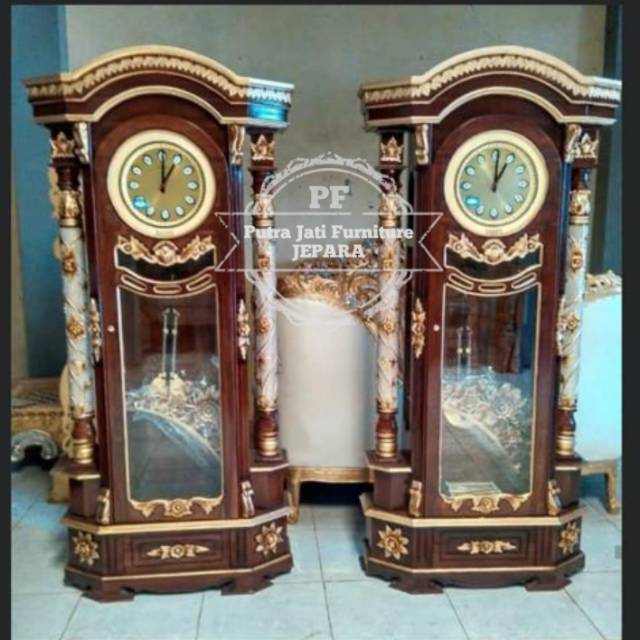Lemari jam hias besar jati - jam untuk Masjid ukir Jepara