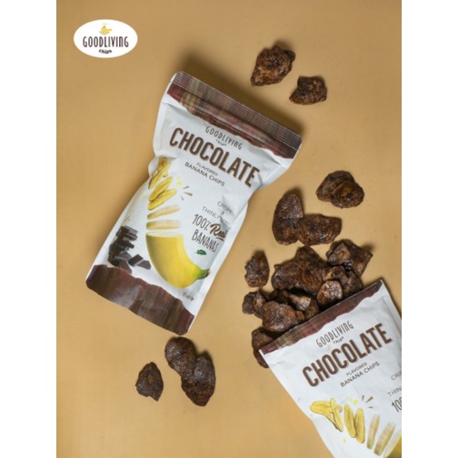 Keripik Pisang Good Living Chocolate 55gr - Banana Chips Chocolate 55g