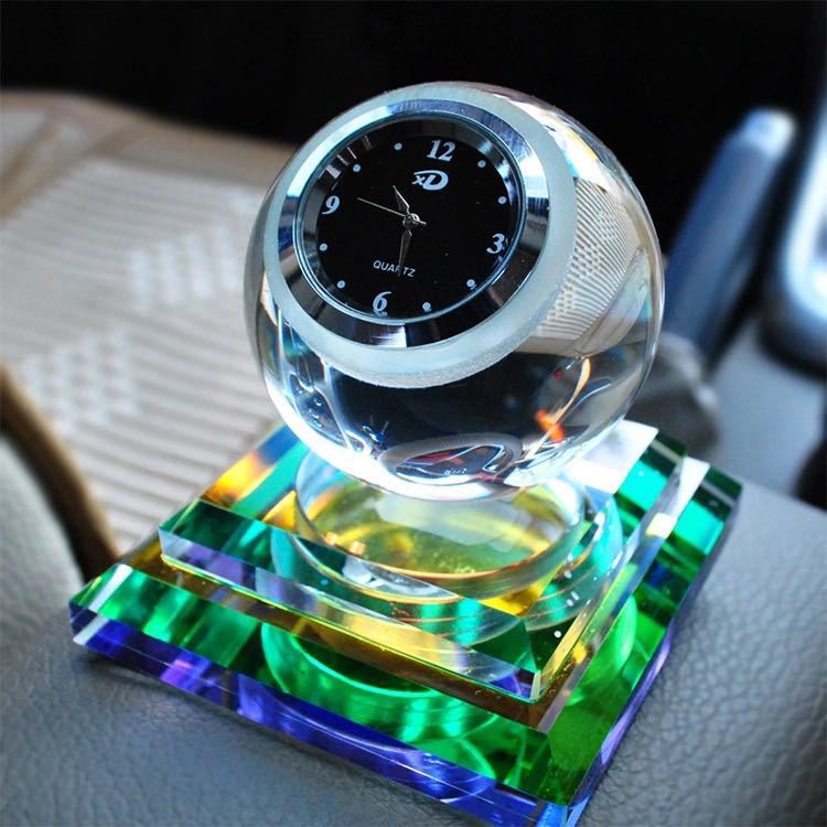 Parfum Mobil Car Air Freshner Unik Crystal LED Pajangan Dashboard Cantik Mewah Dengan Jam Aktif Parfum mobil Pajangan Mobil Interior Mobil Crystal LED Dashboard Pengharum Mobil Jam Analog Hitam Biru