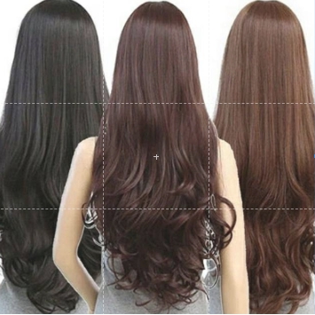 Wig Curly Panjang poni samping