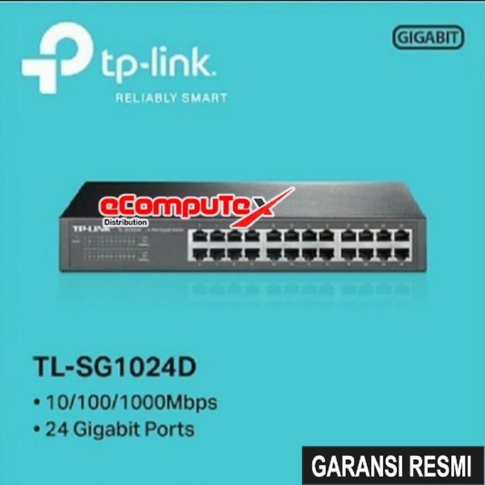 TP LINK TL-SG1024D / TLSG1024D SWITCH 24 PORT GIGABIT METAL - RESMI