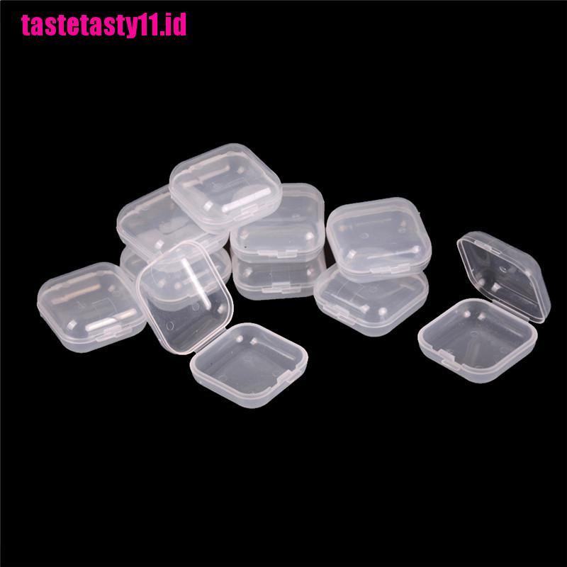 【TTID】10Pcs Mini Clear Plastic Small Box Jewelry Earplugs Container Storage Box