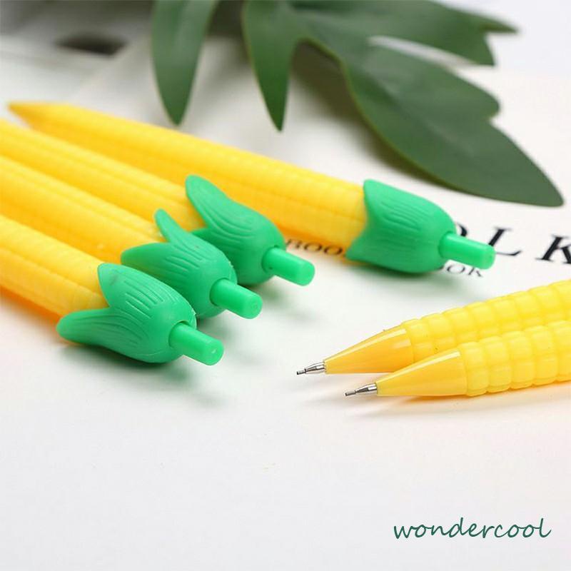 Wortel Kaktus Jagung Pensil Otomatis 0.5/0.7mm Aktivitas Pensil Kartun Lembut Karet Tekan Pena-Won