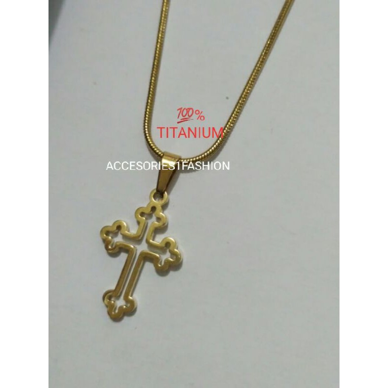 KALUNG SALIB TITANIUM EMAS