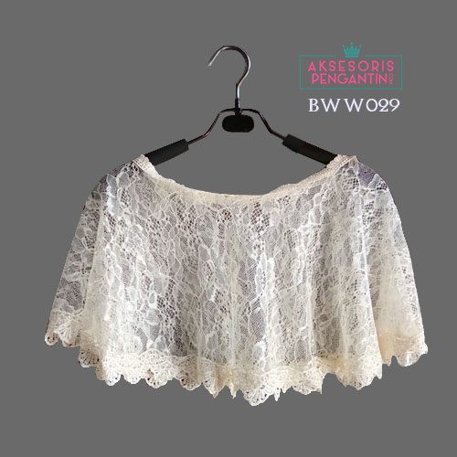 [SIAP KIRIM] ASESORIS PENGANTIN BOLERO BRUKAT CARDIGAN PESTA LACE CREAM BWW029