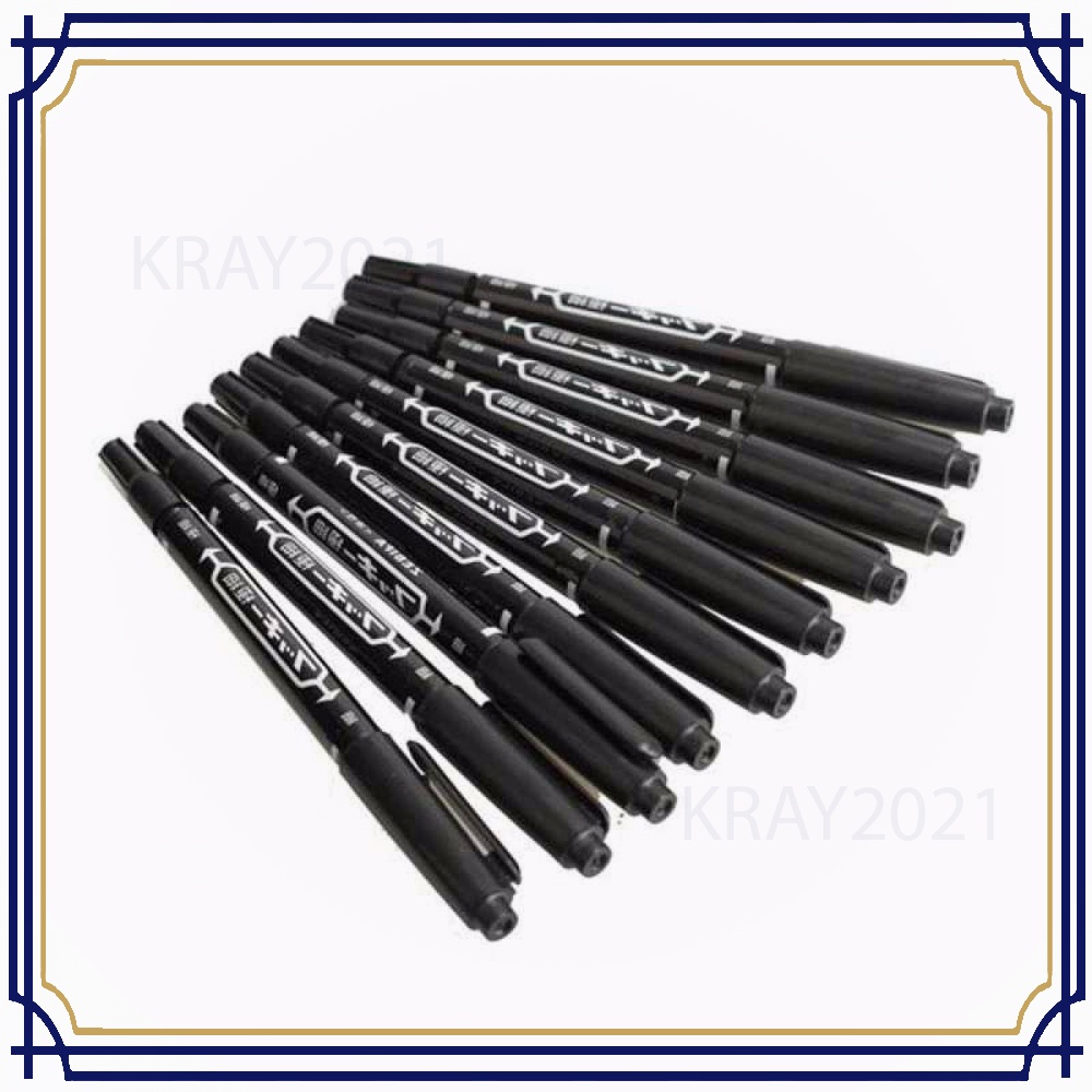 Spidol Permanen Dual Head Marker Waterproof 10 PCS AK171