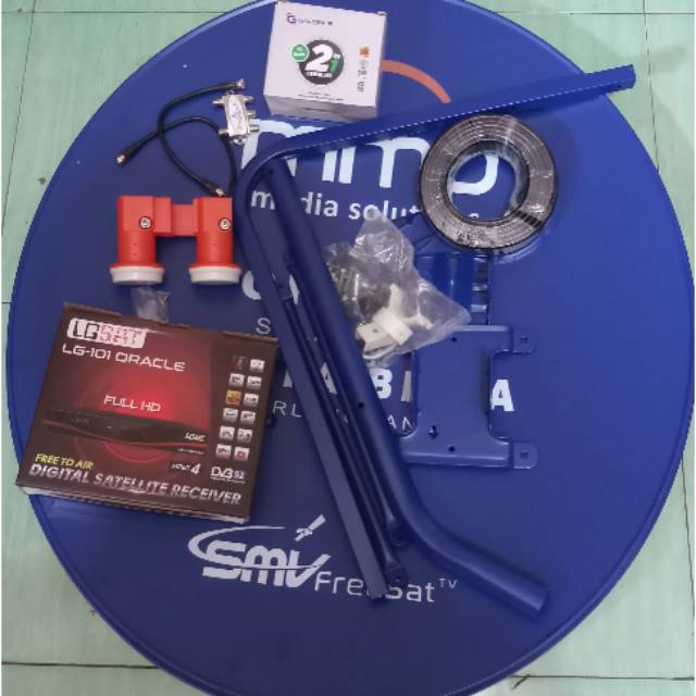 Antena parabola 80cm mmp 2 satelit lnb twin gardiner chinasat &amp; measat receiver lgsat oracle hd