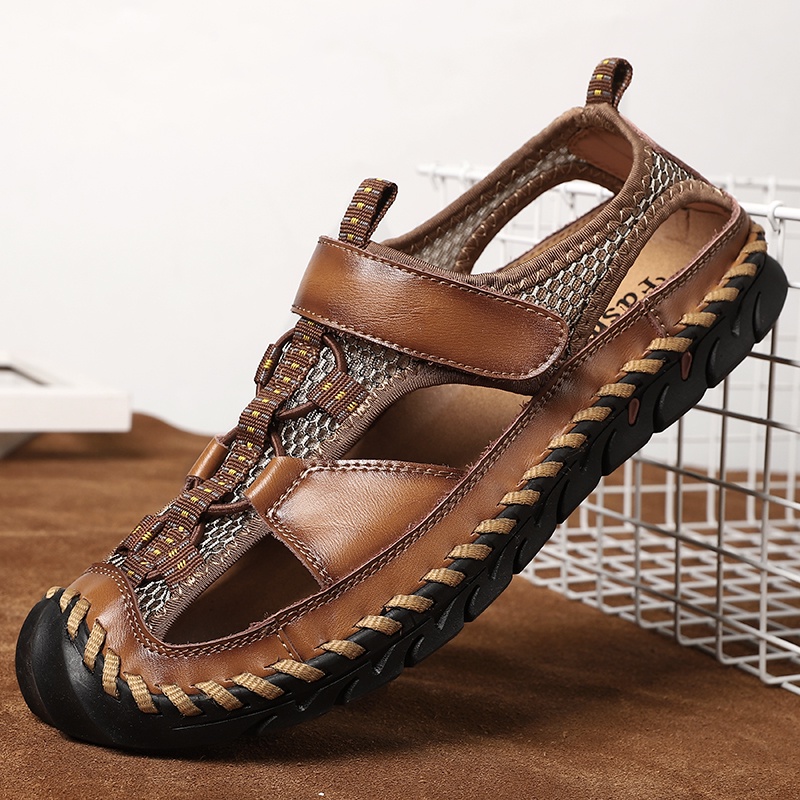 Import Outdoor Sandal Hiking Gunung Pria Sendal Kulit Asli Olahraga Trendy Mendaki Cowok Dewasa Keren 190