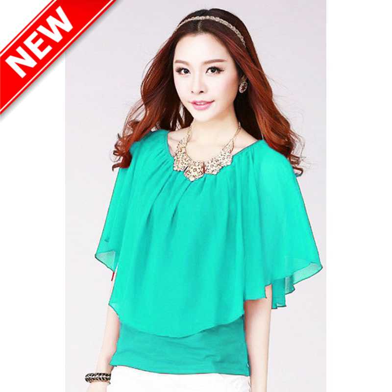 Blus Sifon Gaya Korea Variasi rampel Leher - Brenda