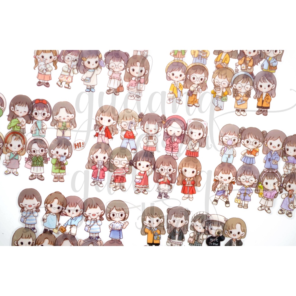 Stiker Chibi Girl Ootd Sticker Gadis Fashionable DIY Scrapbook GH 303612