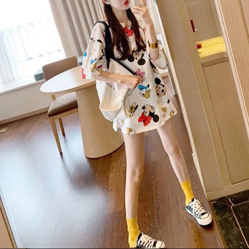 RYX - Polka Mousy Kaos Wanita Lengan Pendek Kaos Cartoon Fashion Casual - Ori Import